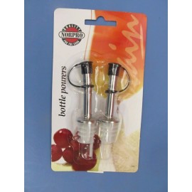Nordic Products Norpro 2pc Metal Bottle Pourers Dispensers Spouts For Wine, Vinegar, etc  #395