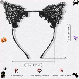 8 Pcs Cat Ears Headband Masquerade Cat Ears Women Hair Band Accessories Lace Cat Headband Cute Girl for Mardi Gras Party Costume Daily Decoration