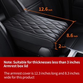 FANRUIQI Car Center Console Heighten Cover, Leather Memory Foam Car Armrest Booster Pads, Leather Car Armrest Cover Protector, Suitable for Most Vehicles, SUVs, Trucks, Cars (Black)