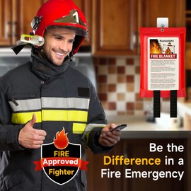 Busteelight Emergency Fire Blanket for Home and Kitchen Safety - 100% Glass Fiber 40 * 40 Inches Fire Blanket for Kitchen, Car, Office, and School - Fire Blankets Emergency for Home (2 Pcs)