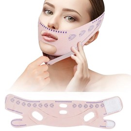 RAMGLYO 1 Pcs Face Bands V Line Lifting Mask,Face Contouring Sleeping Anti-Wrinkle Band（Pink）