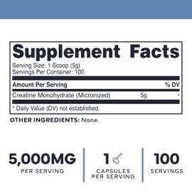 Type Zero Creatine Monohydrate Powder (Unflavored | 500g), 5000 mg Per Serving, Micronized, Zero Sugar, Keto Friendly & Gluten Free, 100 Servings