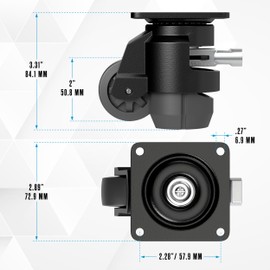 Leveling Casters, Retractable Casters, Height Adjustable Caster Wheels, Retractable Wheels, Leveling Caster, Heavy Duty, for Workbench, Lift, Table, Machine, Lifting, Furniture, 2200 LB, 4 Pack Set