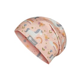 Sterntaler Beanie Unicorns - Casual Baby Hat Made of Flame Yarn Jersey with All-Over Print - Girls UV Protection 50+ Beanie Hat - Variable Wearable - Baby and Children Transition Hat, Dust pink, 51