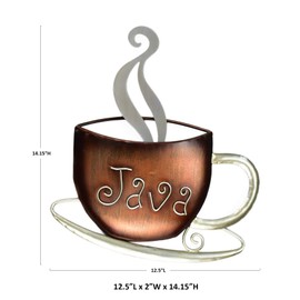 Aayla Metal Coffee Cup Wall Hanging Sculpture for Home, Kitchen, Restaurants and Shops - Brown and Champagne Color (14.75" H)
