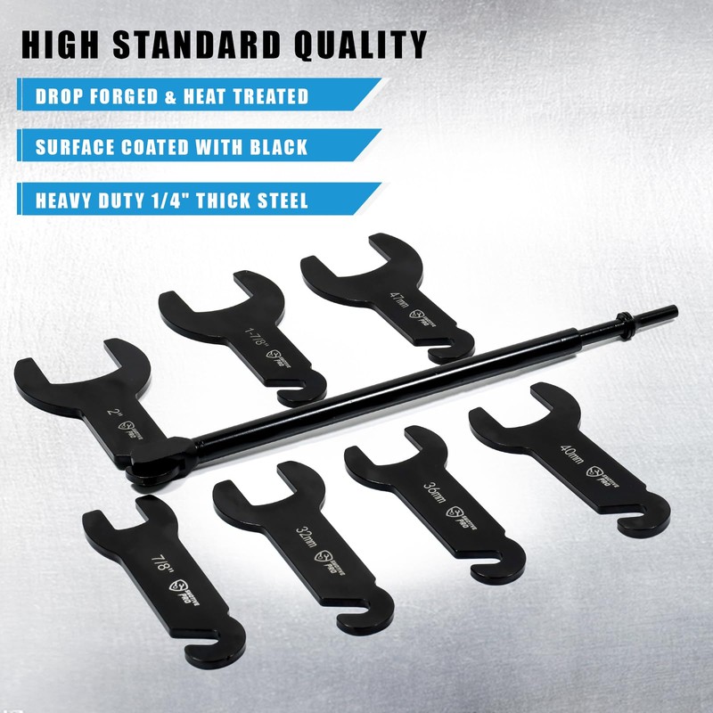 SMOTIVEPRO Pneumatic Fan Clutch Wrench Set, 8Pcs, 7/8"-2"