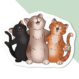 4 x Small 50mm 'Singing Cat Trio' Permanent Sticker Decals for Cars/Windows/Bins/Walls etc (DW00122260)