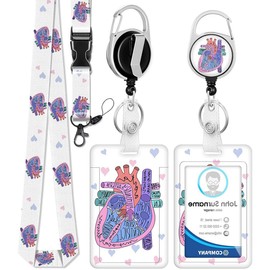 KEWUF ID Card Holder with Band, ID Badge Holder Breakaway Lanyard for, Retractable Badge Reel, Removable Name Plate Clips, Neck Lanyard Strap, Doctors and Nurses Office Gifts (A)