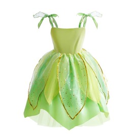 Lito Angels Tinkerbell Costume Green Fairy Dress Fancy Dress with Wings for Girls Kids Size 12 Years 152 (Tag Number 150)
