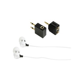 Korjo Ear Buds Travel Kit, in Ear Style Earbuds, Headphone Adaptor, Headphone Splitter, White