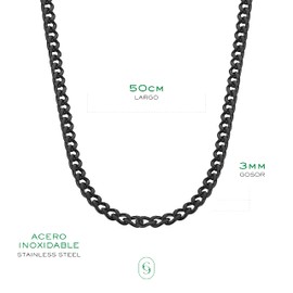 Clepsidra® Collar hombre de cadena. Accesorios para hombre de acero inoxidable. Joyeria y accesorios. Collar con diseño elegante. Cadena hombre uso diario. Joyeria hombre. Necklace men. Jewerly (Negro, 3)