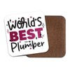 World's Best Plumber Square Coaster - Builder Trades Fan Hobby
