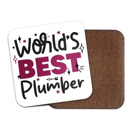 World's Best Plumber Square Coaster - Builder Trades Fan Hobby Work Job Greatest Birthday Men Women Friend Kitchen Drink #82718