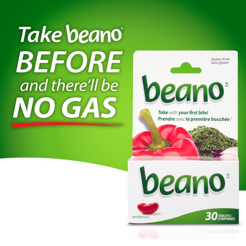 Beano Tablets, Digestive Enzyme Supplements for Gas Relief - 30