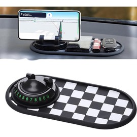 Genérico Tapete Antideslizante 4 en 1 para Tablero de Auto, Organizador Multifuncional con Soporte de Celular Giratorio 360° y Placa de Número de Estacionamiento, Almohadilla de Gel Adherente (D-1)