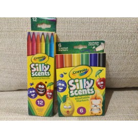 Crayola Silly Scents 6 Washable Markers And 12 Pencil Bundle