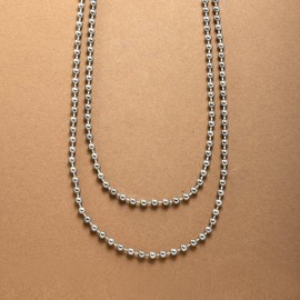 Cream Dot Necklace, Stainless Steel, Surgical Stainless Steel, Women's, Popular, Long, Ball Chain, Double Layer, 2-Way, Stainless Steel