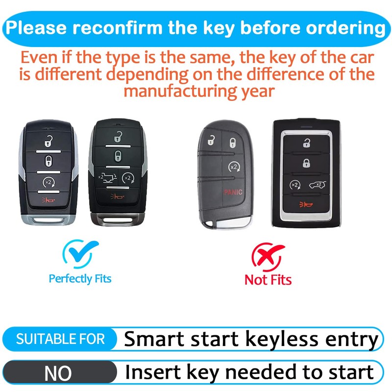 Tukellen for Dodge Key Fob Cover Soft TPU Full Protection