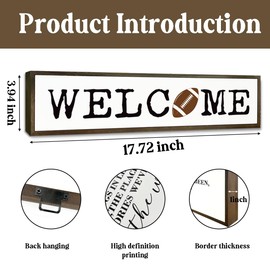 Welcome Wood Signs, Welcome Decoration for Front Door Porch Entryway, Wall Decor Art, Table Shelf Decoration, Rustic Home Decor, Wood Framed Wall Decor Sign 17.8x4x1.2 inches