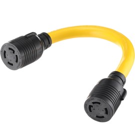 Kanayu 1.5 Ft 30 Amp Generator Adapter Cord Compatible with NEMA L14-30R to L14-30R, 4 Prong Locking Female to Female Adapter Cord, STW 10AWG/4C, 2X L14-30R Female Receptacle Generator Extension Cord