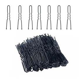U Hair Pins, 100 PCS Bobby Pins Black Metal Hair Grips Clips, U Shaped Hair Pins Waved Hair Pins for Women and Girls (Black)