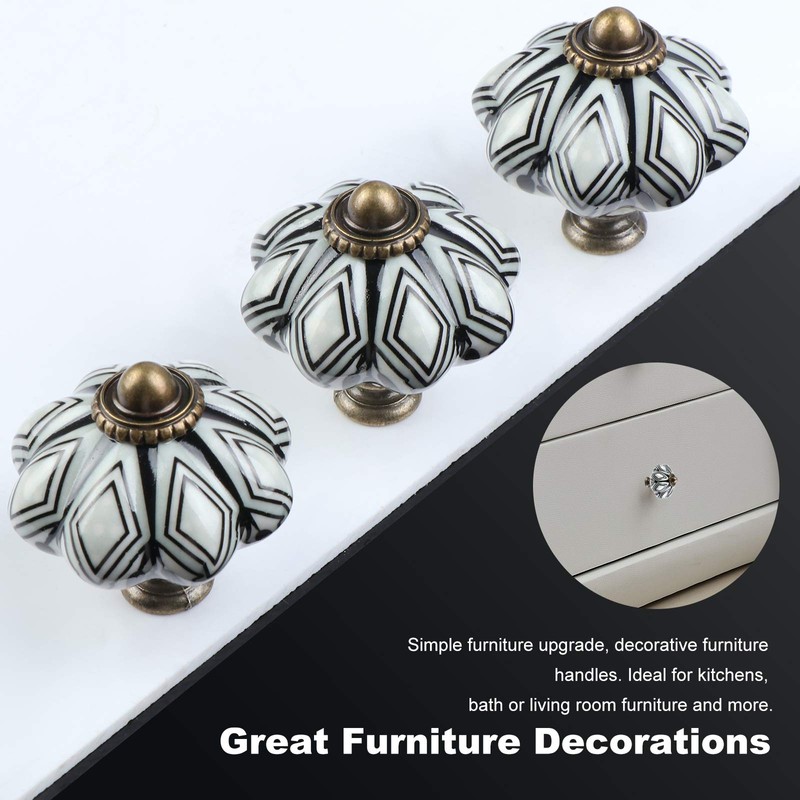 TsunNee 6 Pieces Ceramic Cupboard Knobs Chic Drawer Knobs Antique