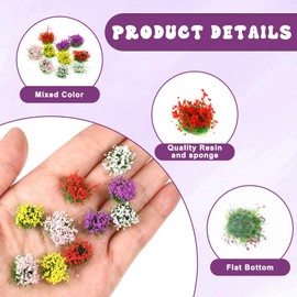70pcs Colorful Miniature Flower for Crafts Cluster Flower Vegetation Groups Static Grass Tuft Scenery Model Artificial Model Grass Tufts for DIY Craft Train Landscape War Gaming Terrain Scenery Sand