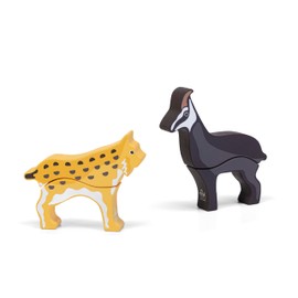 Sevi Mix o Match Dolomite Animal Lynx Chamois | Trudi by Wooden Toy for Children from Two Years Wood from the Dolomites | 23 x 6 x 15.5 cm Nature | Modello 87860