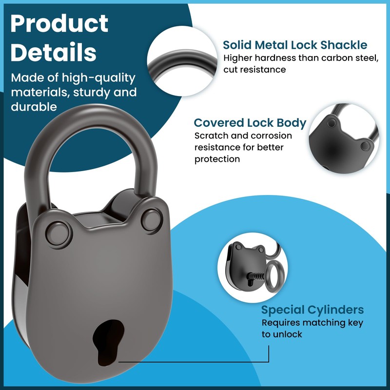 SDTC Tech 2pcs Mini Antique Padlock Retro Vintage Style Bear