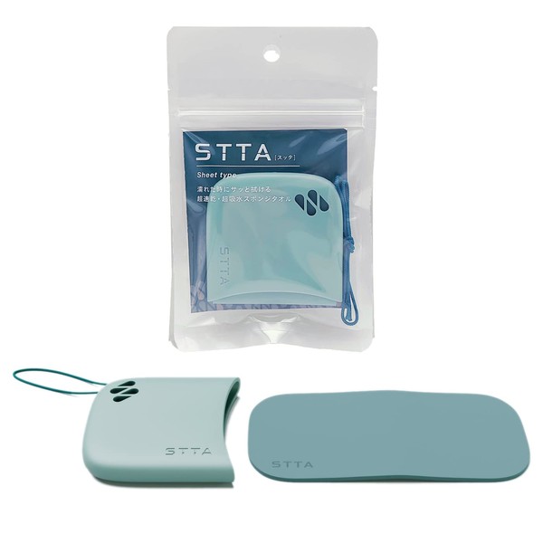 Aion STTA Ultra Quick Drying, Super Absorbent, Sheet Type, Mint, with Case, Sponge Towel, Compact, Portable, Made in Japan, 1 Piece