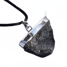 Stone of Protection - Reiki Energy Charged Mini Raw Black Tourmaline Crystal Pendant with Cord (Beautifully Gift Wrapped)