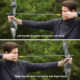 Black Hunter Takedown Recurve Bow, 60" Left Handed with Ergonomic Design for Outdoor Training Practice (60 lb, Left Hand)