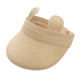 Volicph Baby Boys and Girls Universal Straw Hat Summer Sun Hat Soft Straw Hat Beach Sun Protection Hat Travel Sun Hat Baby Summer Straw Hat Empty Top Straw Hat, A-beige
