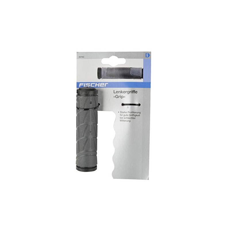 FISCHER 85763 Grip Bicycle Handlebar Grips, Grey/Black, One Size