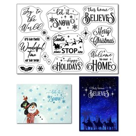 arriettycraft Merry Christmas Sentiment Clear Stamps for Card Making Let it Snow Xmas Blessing Words Rubber Stamps Journaling and Scrapbooking Paper Crafting DIY