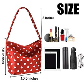 OULIGET Polka Dot Small Shoulder Bag, Stylish Tote Bag Hobo Handbags for Women,Underarm Purse with Magnetic Snap, Red