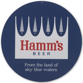 Molson Coors Hamm's Beer Crown Logo Round Metal Sign - Vintage Hamm's Beer Wall Decor for Man Cave, Bar or Game Room