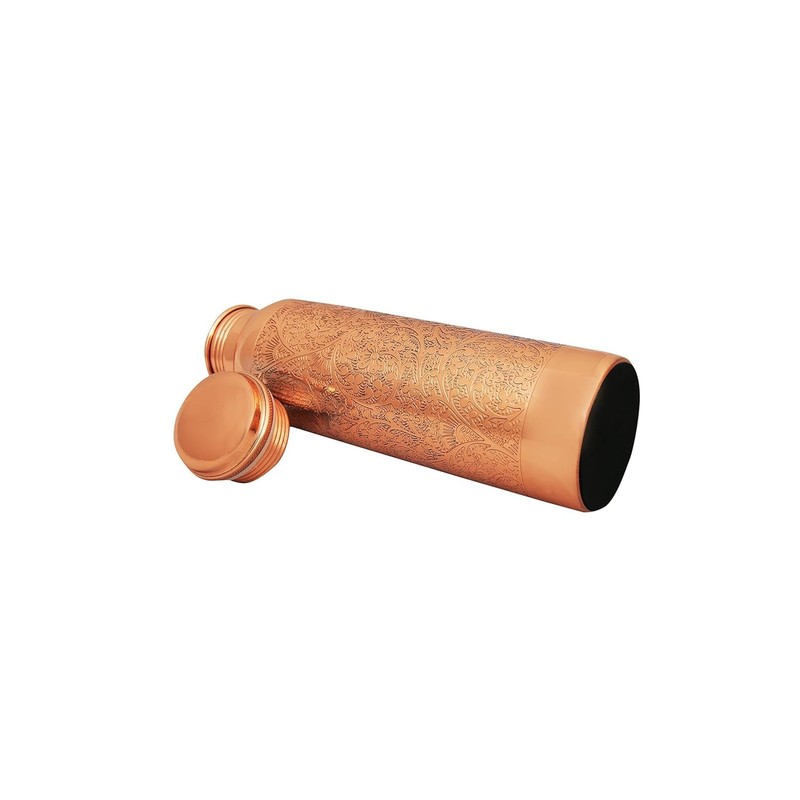Tambra Pure Copper Jointless Vintage Water Bottle - 950ML, CARVING,