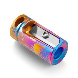 KeyUnity KT00 Titanium Alloy Handheld Pencil Sharpener - German Steel Blade, Single Hole Manual Pencil Sharpener for Colored Pencils, Crayons, and More - Ideal for School/Office/Outdoor (Ink Splash)