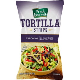 Fresh Gourmet Tri | Color Tortilla Strips | 1 Pound | Low Carb | Crunchy Snack and Salad Topper