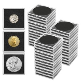 20 Pcs Coin Holders for Collectors, Clear Coin Cases with 5-Size Sponge Gaskets 20/25/30/35/40mm, Plastic Coin Slabs and Coin Protectors for Silver Dollar Collectors Collection Supplies, Black