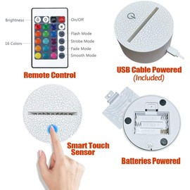 3D Gymnastics Night Light 16 Colors Changing USB Power Remote Control Touch Switch Decor Lamp Optical Illusion Lamp LED Table Desk Lamp Children Kids Christmas Brithday Gift