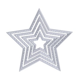 Rayher 50284000 Star Cutting Dies with Stitching on the Edge, Set of 4, Stars 2.4 - 7.4 cm Diameter, for Paper Design, Card Making, Scrapbooking and Much More, Embossing Stencils, Steel