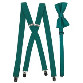 Spencer J's - Juego de tirantes y pajarita para hombre, variedad de colores, verde azulado, Hombres