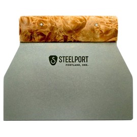 STEELPORT Bench Scraper | Premium Holiday Gift for Bakers | USA Made Stainless Steel Dough Cutter | 18-Gauge Steel Blade, Tapered Maple Burl Handle | Professional Dough Scraper & Baking Gift