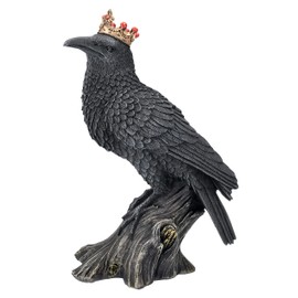 Pacific Giftware Raven Figurine with Crown - Black Crow Statue Mystical Gothic