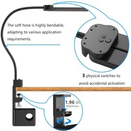 Drevet LED Desk Lamp for Home Office with Cable Management Tray, Eye-Caring Clip-On Desk Light with Flexible Gooseneck, 2+6AC&1USB-C Charging Port, 3 Brightness & 3 Color Modes, Eye-Caring Table Lamp