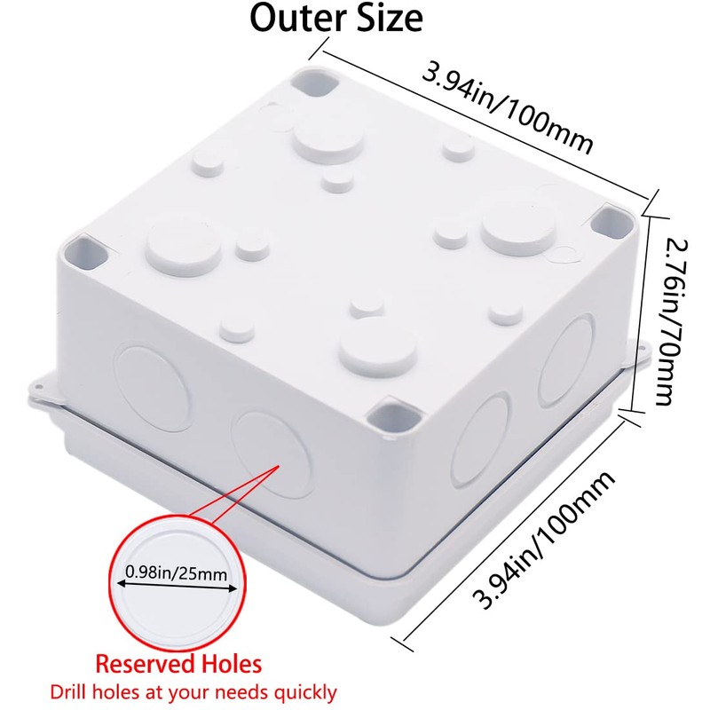 Junction Box, Zulkit Project Box with Reserved Holes IP65 Waterproof
