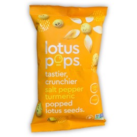 Lotus Pops - Popped Lotus (Water Lily) Seed Snacks – Low Calorie Gluten Free and Vegan Snacks | Plant Protein | Roasted Not-Fried | Paleo | GrainFree | NonGMO Certified | (Pepper Turmeric 4 1oz Packs)