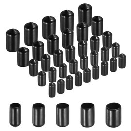 sourcing map 50pcs Round Rubber End Caps Protective Caps 9mm 10mm 11mm 12mm 13mm Black Screw Thread Protectors
